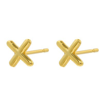 1 Pair Casual Elegant Simple Style Letter Copper Plating 18k Gold Plated Ear Studs