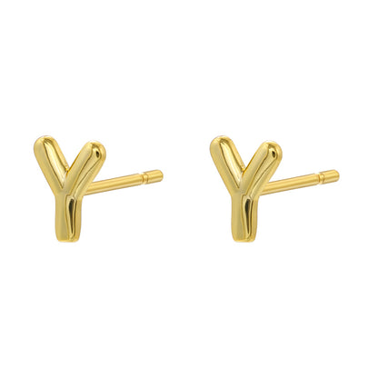 1 Pair Casual Elegant Simple Style Letter Copper Plating 18k Gold Plated Ear Studs