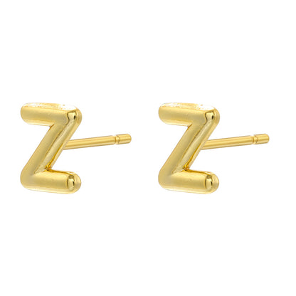 1 Pair Casual Elegant Simple Style Letter Copper Plating 18k Gold Plated Ear Studs