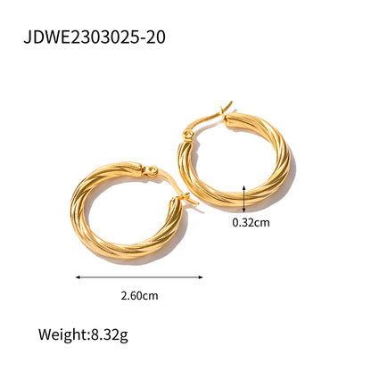 1 Pair Ins Style Simple Style Round Stainless Steel Plating 18k Gold Plated Earrings