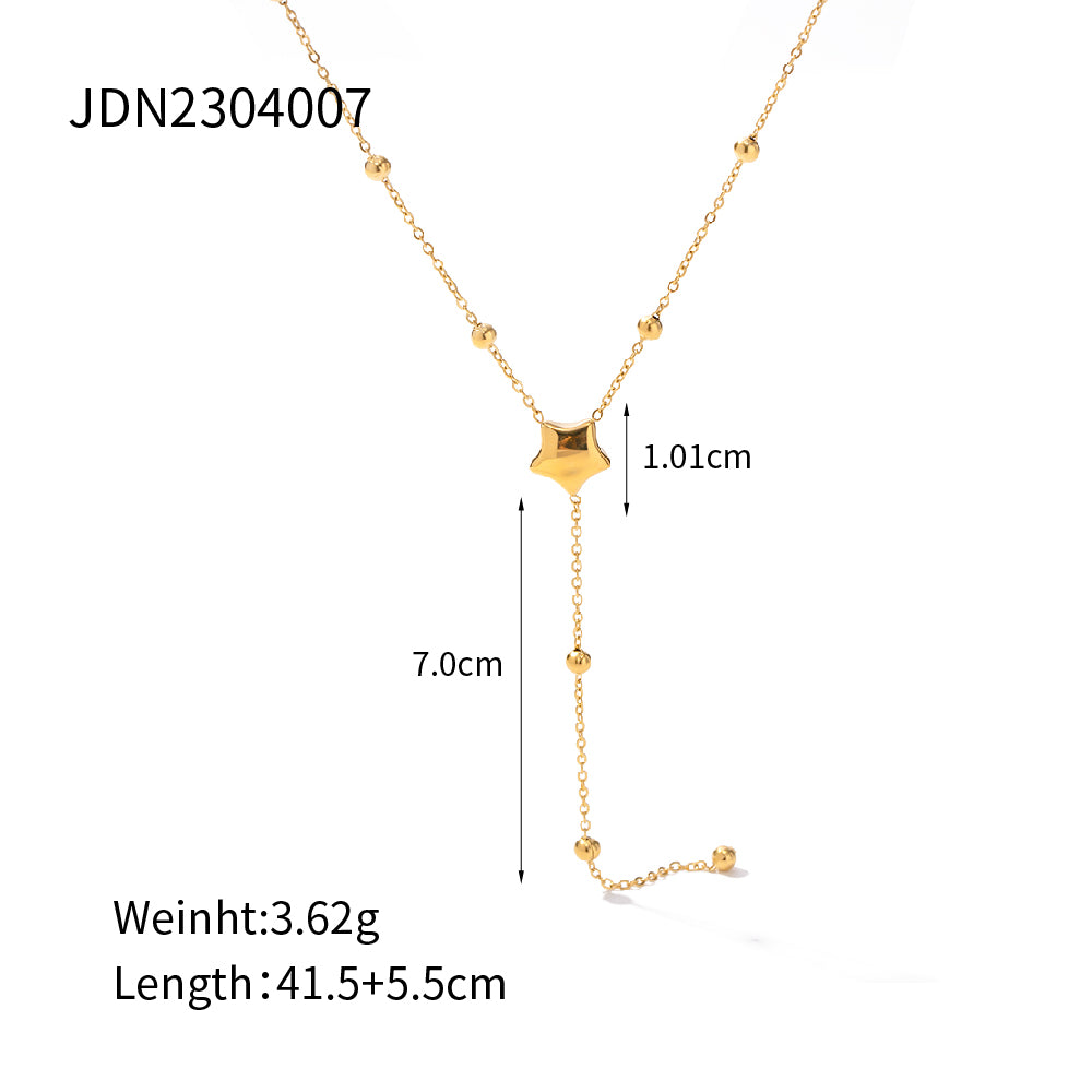 Ins Style Simple Style Star Stainless Steel Plating 18k Gold Plated Pendant Necklace Long Necklace