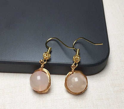 1 Pair Ethnic Style Geometric Copper Inlay Crystal Freshwater Pearl 18k Gold Plated Drop Earrings