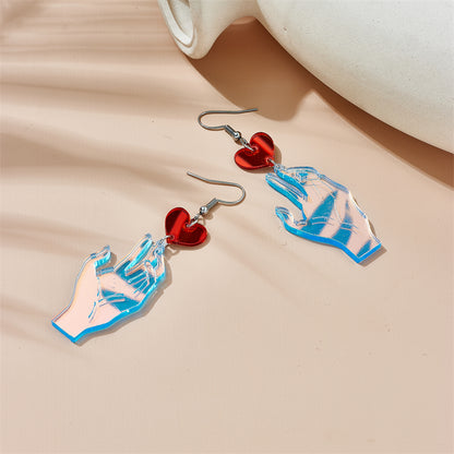 Modern Style Hand Heart Shape Arylic Women's Drop Earrings