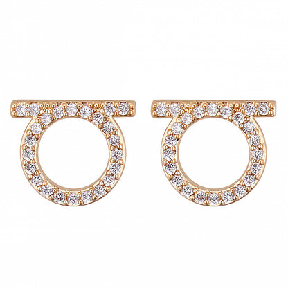 1 Pair Simple Style Round Stainless Steel Inlay Zircon Ear Studs