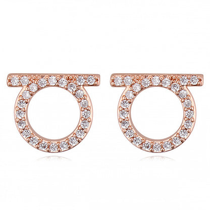 1 Pair Simple Style Round Stainless Steel Inlay Zircon Ear Studs