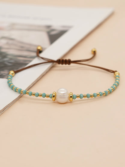 Casual Pentagram Freshwater Pearl Beaded Braid Bracelets