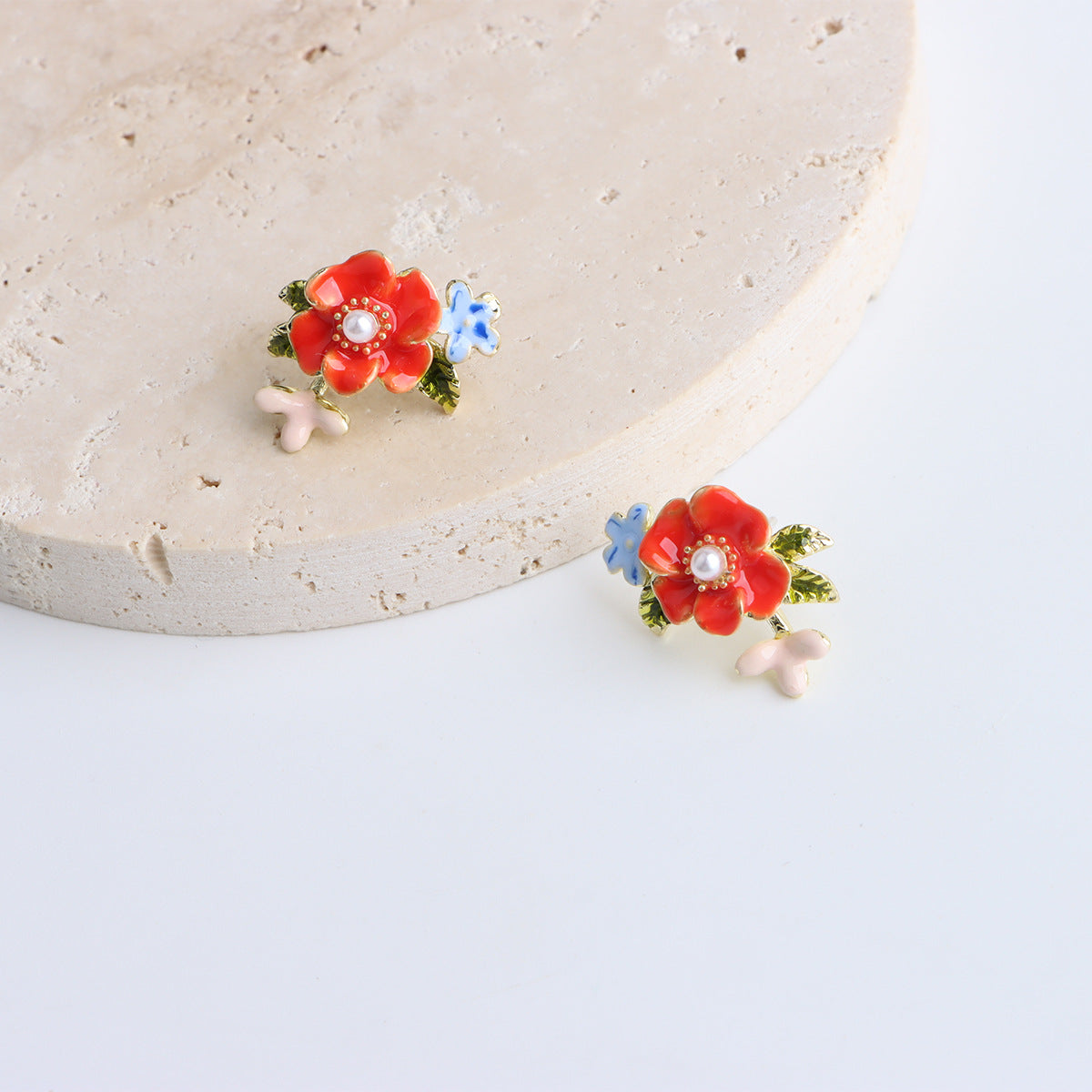 1 Pair Fashion Flower Alloy Enamel Women's Ear Studs