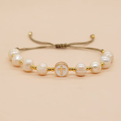 Casual Pentagram Freshwater Pearl Beaded Braid Bracelets