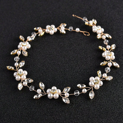 Elegant Flower Imitation Pearl Alloy Rhinestone Hair Band