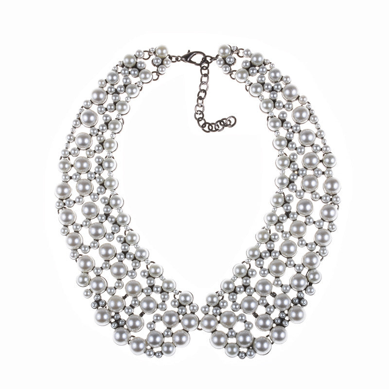 Glam Geometric Alloy Inlay Artificial Pearls Rhinestones Women's Necklace