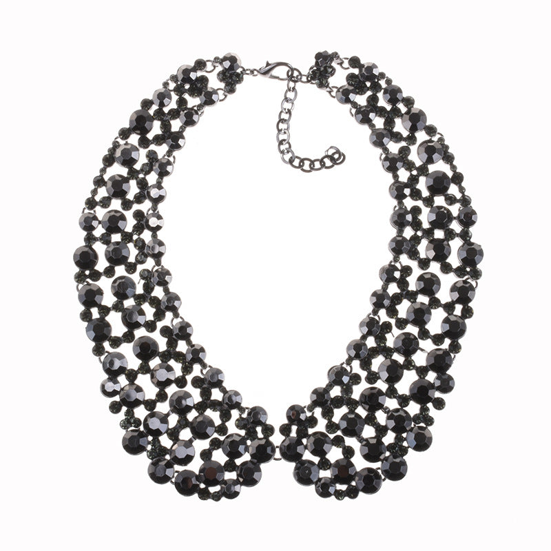 Glam Geometric Alloy Inlay Artificial Pearls Rhinestones Women's Necklace