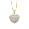 Hip-hop Heart Shape Copper Inlay Zircon Pendant Necklace