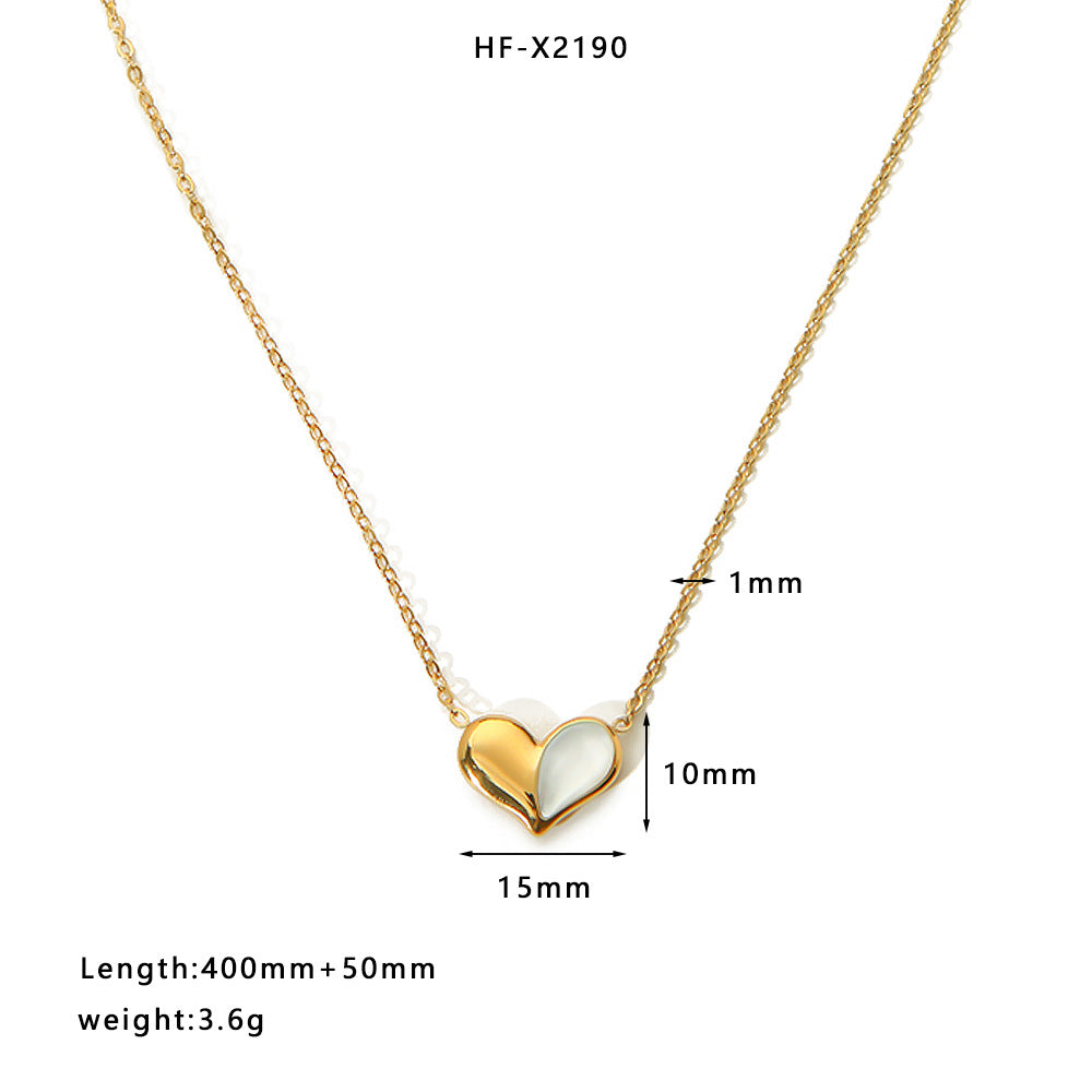 Streetwear Heart Shape Butterfly Stainless Steel Titanium Steel Plating Pendant Necklace