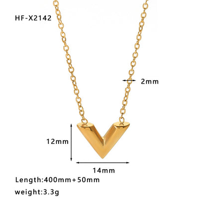 Ins Style Geometric Heart Shape Stainless Steel Titanium Steel Irregular Plating Inlay Rhinestones Pendant Necklace