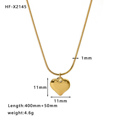 Ins Style Geometric Heart Shape Stainless Steel Titanium Steel Irregular Plating Inlay Rhinestones Pendant Necklace