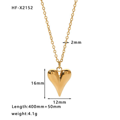 Ins Style Geometric Heart Shape Stainless Steel Titanium Steel Irregular Plating Inlay Rhinestones Pendant Necklace