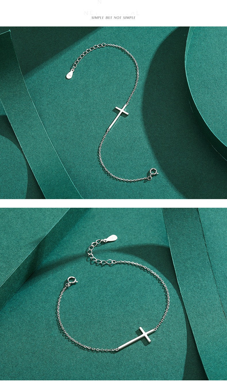 Wholesale Simple Style Cross Sterling Silver Bracelets