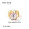 Ins Style Streetwear Square Stainless Steel Plating Inlay Pearl 18k Gold Plated Open Ring