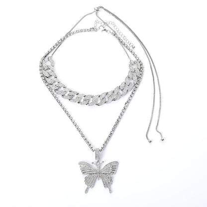 Hip-hop Exaggerated Butterfly Alloy Plating Inlay Rhinestones Women's Sweater Chain