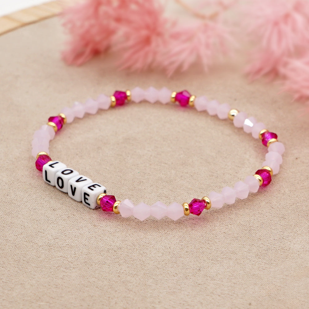 Casual Elegant Love Artificial Crystal Beaded Women's Bracelets