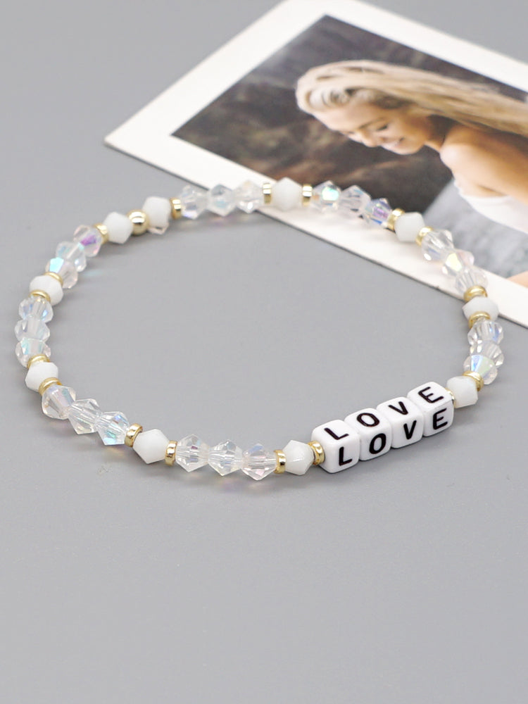 Casual Elegant Love Artificial Crystal Beaded Women's Bracelets