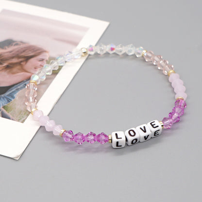 Casual Elegant Love Artificial Crystal Beaded Women's Bracelets