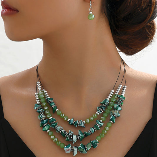 Elegant Irregular Stainless Steel Plastic Crystal Wholesale Earrings Necklace
