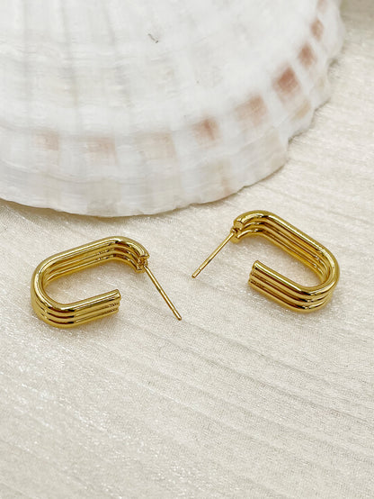 Modern Style Artistic U Shape Stainless Steel Metal Polishing Plating Gold Plated Women's Ear Studs