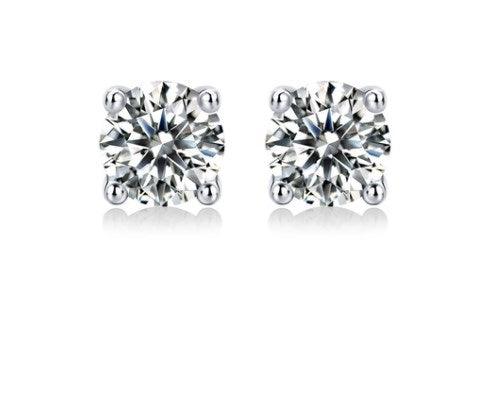 1 Pair Sweet Geometric Sterling Silver Plating Inlay Moissanite Ear Studs