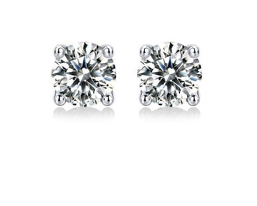 1 Pair Sweet Geometric Sterling Silver Plating Inlay Moissanite Ear Studs