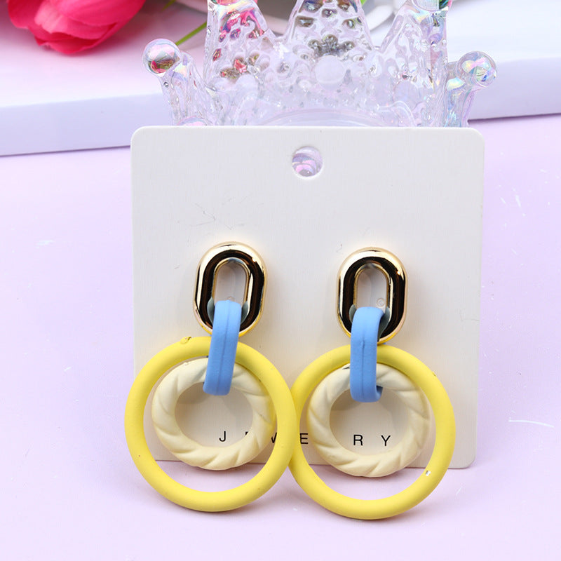 Sweet Round Arylic Spray Paint Women's Drop Earrings