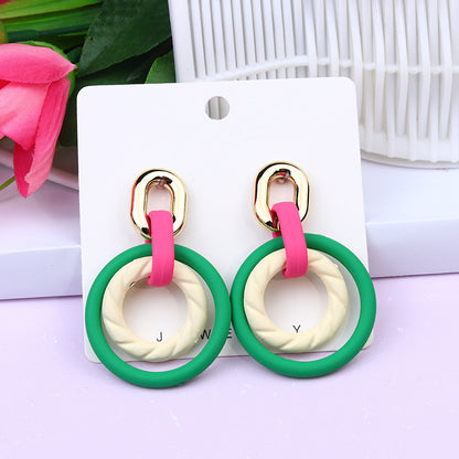 Sweet Round Arylic Spray Paint Women's Drop Earrings