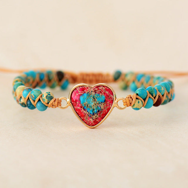 Vintage Style Colorful Heart Shape Emperor Stone Bracelets In Bulk