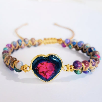 Vintage Style Colorful Heart Shape Emperor Stone Bracelets In Bulk