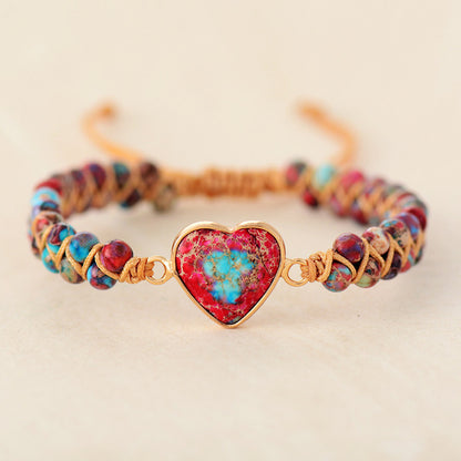 Vintage Style Colorful Heart Shape Emperor Stone Bracelets In Bulk