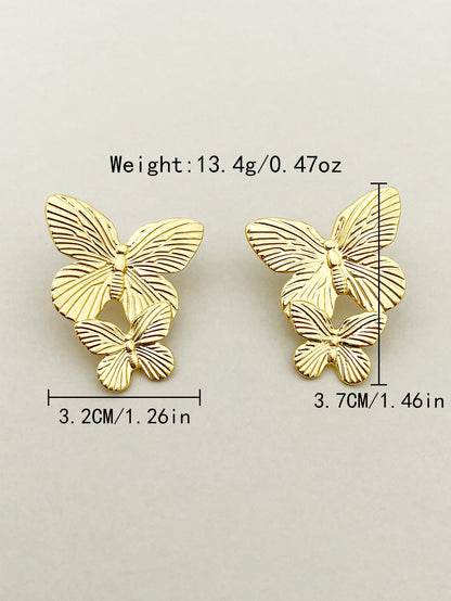 Modern Style Artistic Butterfly Stainless Steel Metal Polishing Plating Gold Plated Women's Drop Earrings