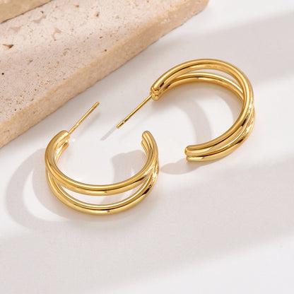 1 Pair Simple Style C Shape Polishing Plating Stainless Steel 14k Gold Plated Ear Studs