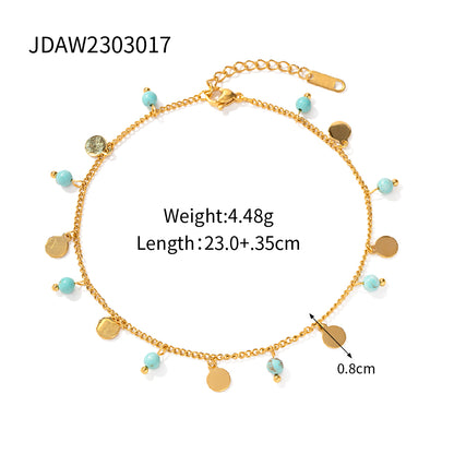 Wholesale Jewelry Simple Style Round Tassel Stainless Steel 18k Gold Plated Anklet