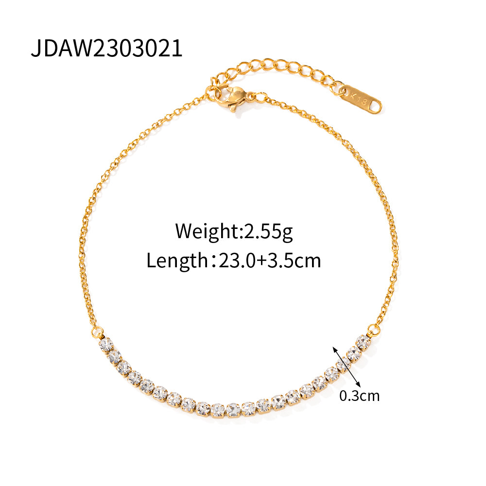 Wholesale Jewelry Simple Style Round Tassel Stainless Steel 18k Gold Plated Anklet