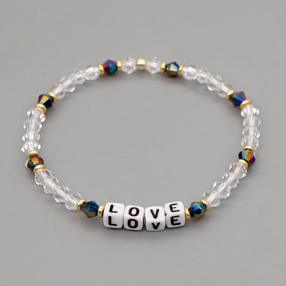 Casual Classic Style Shiny Letter Arylic Artificial Crystal Beaded Women's Bracelets