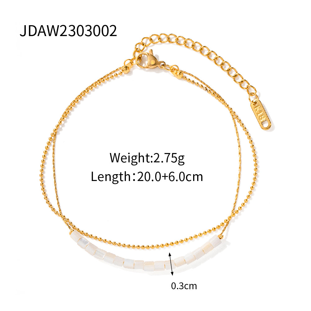 Wholesale Jewelry Elegant Solid Color Stainless Steel Shell 18k Gold Plated Anklet