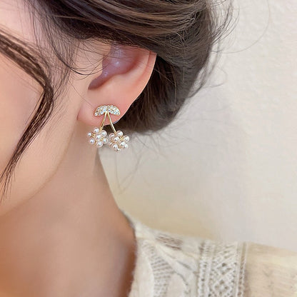 1 Pair Elegant Cherry Inlay Alloy Pearl Ear Studs