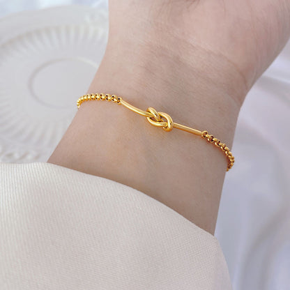 Simple Style Solid Color Knot Titanium Steel Plating 18k Gold Plated Bracelets