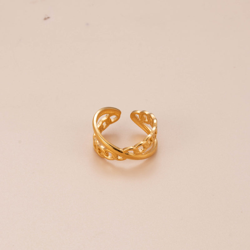 Modern Style Geometric Star Moon Stainless Steel Plating 18k Gold Plated Open Ring