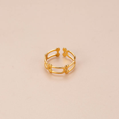 Modern Style Geometric Star Moon Stainless Steel Plating 18k Gold Plated Open Ring