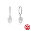 1 Pair Elegant Simple Style Geometric Plating Inlay Sterling Silver Pearl Zircon Drop Earrings