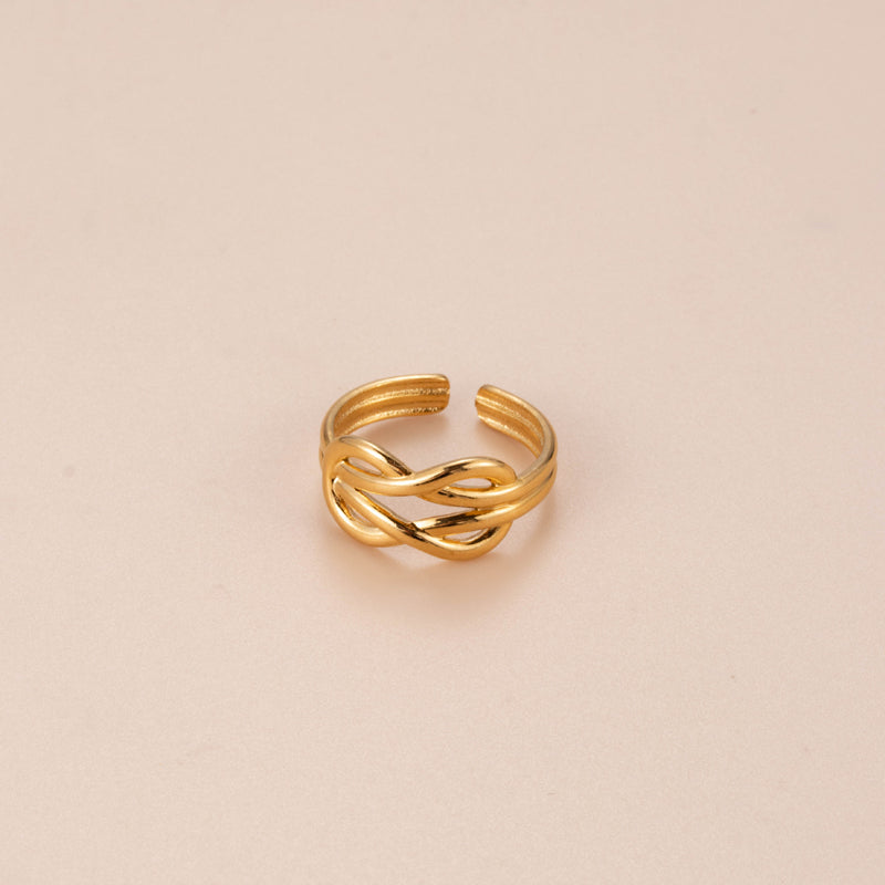 Basic Retro Gesture Heart Shape Snake Stainless Steel Criss Cross Plating 18k Gold Plated Open Ring