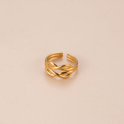 Basic Retro Gesture Heart Shape Snake Stainless Steel Criss Cross Plating 18k Gold Plated Open Ring