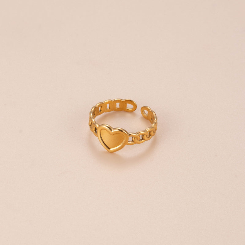 Basic Retro Gesture Heart Shape Snake Stainless Steel Criss Cross Plating 18k Gold Plated Open Ring