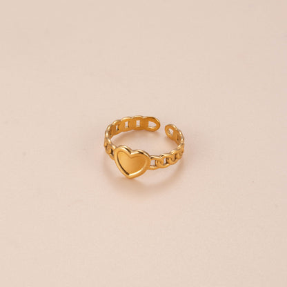 Basic Retro Gesture Heart Shape Snake Stainless Steel Criss Cross Plating 18k Gold Plated Open Ring